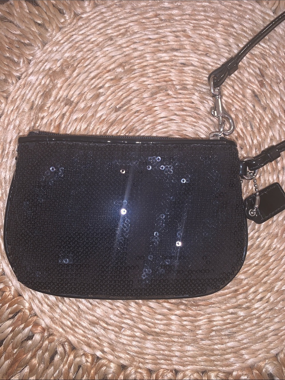 Coach Black Sequin Wristlet with coach hangtag party bag! - Picture 5 of 7